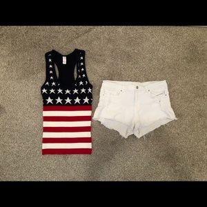 American flag tank with FREE white shorts